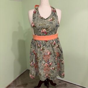 Anthropologie Hand Embroidered Damask Apron Halter Adjustable Women’s One Size